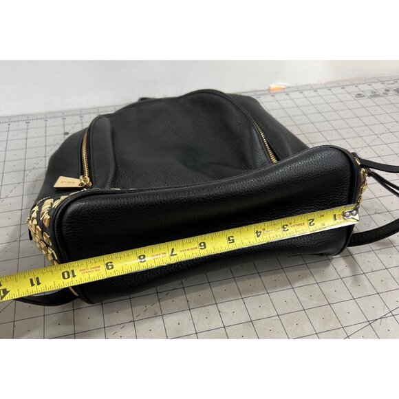 Michael Kors Black Leather Studded Rhea Zip Backpack Gold Hardware - Picture 9 of 11